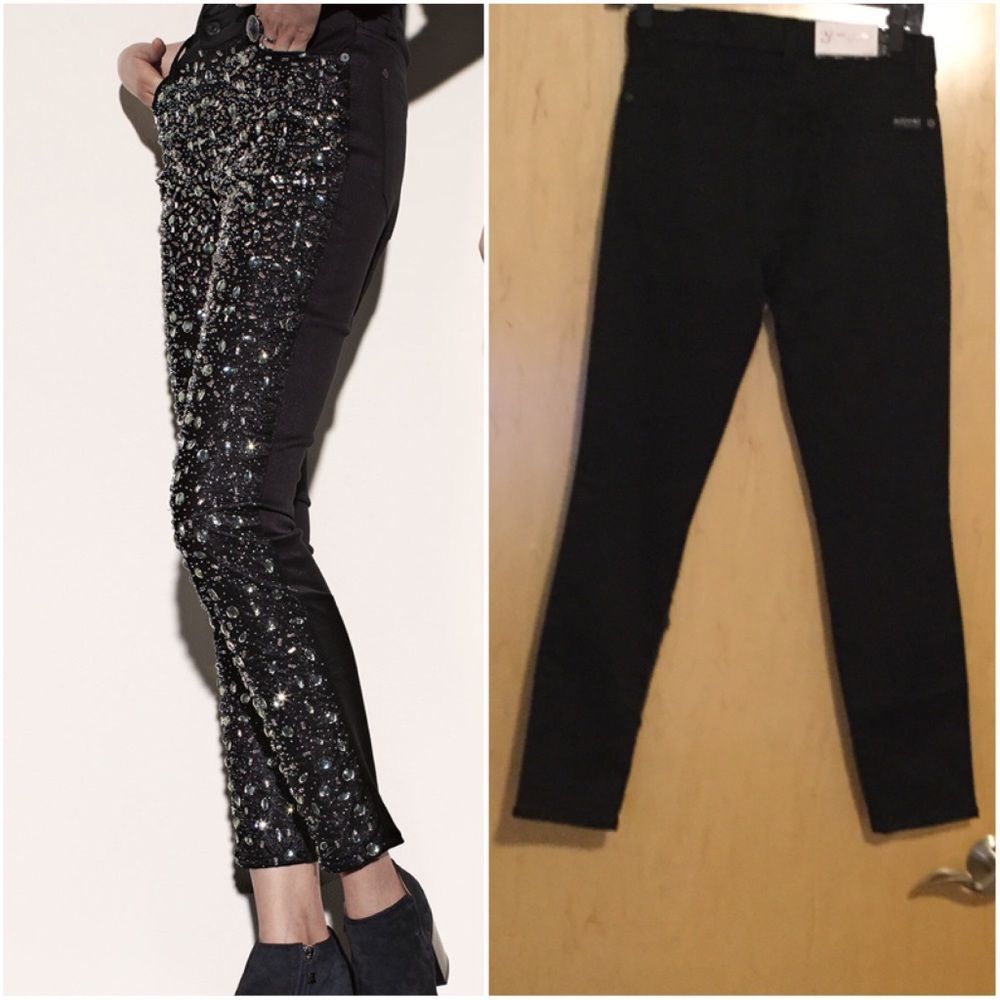 7 For All Mankind Embellished Jeans in Stretch Den - Picture 2 of 11